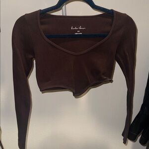 Chocolate Long Sleeve Crop Top